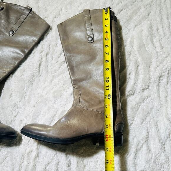 Sam Edelman Size 6.5M Taupe Penny Riding Boots Leather Equestrian Grey Zip Back - Picture 12 of 16